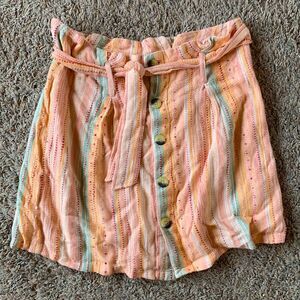 Women’s Juniors Altar’d State Pastel Colorful Tweed Knit Belted Mini Skirt M